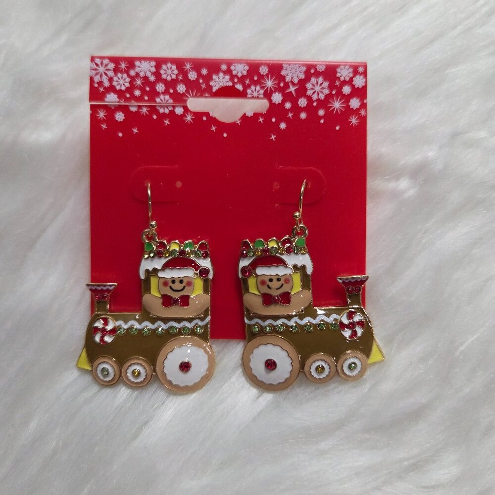 Gingerbread Train Earrings